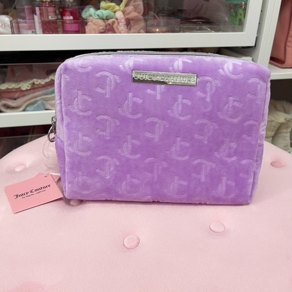 Juicy Couture velvour purple makeup bag NWT